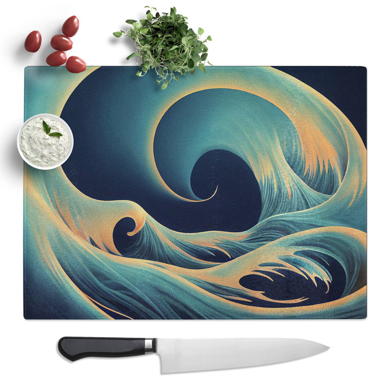 Surreal Wave Abstract  Glass Chopping Board