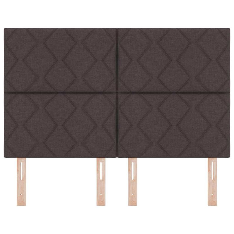  Headboard Wall-Mounted Geometric Velvet, Dark Brown, 128cm H x 144cm W x 7cm D