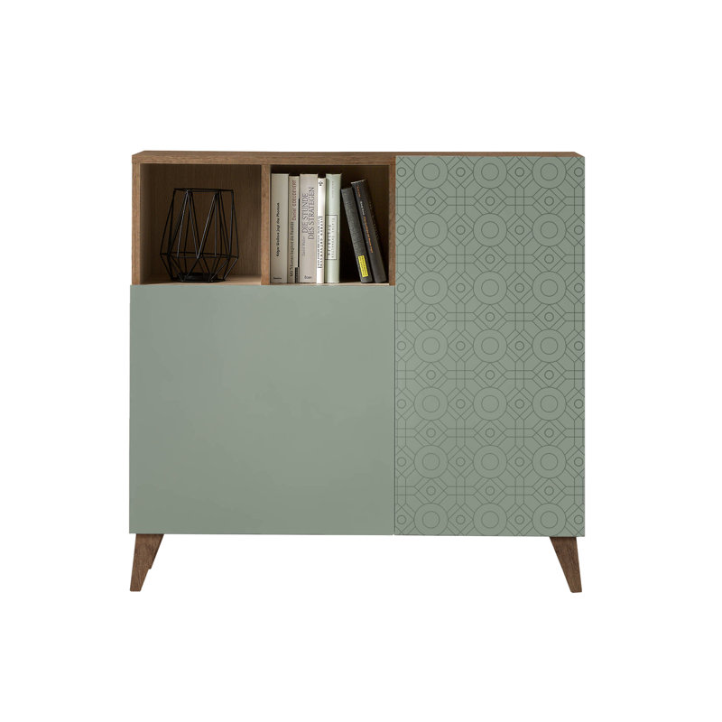 12 Pair Shoe Storage Cabinet, Walnut/Green