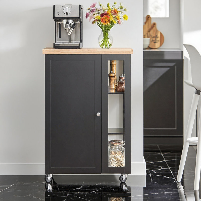 Kingon 60 cm W Kitchen Island with Top, Black