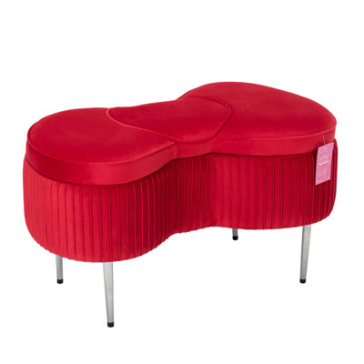 Hello Kitty Bow Velvet Storage Bench for Bedroom and Living Room, Upholstered Ottoman Organizer
