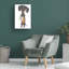 Teckel noir tenant un crayon vert par Danny Gordon, impression sur toile tendue-1287974611