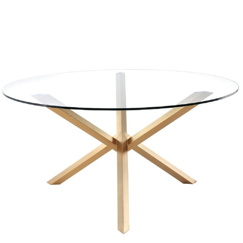 Round Glass Top Metal Base Dining Table