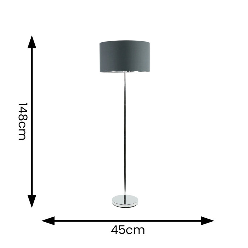 Daryanna 148cm Traditional Floor Lamp, Brushed, Yes, Grey