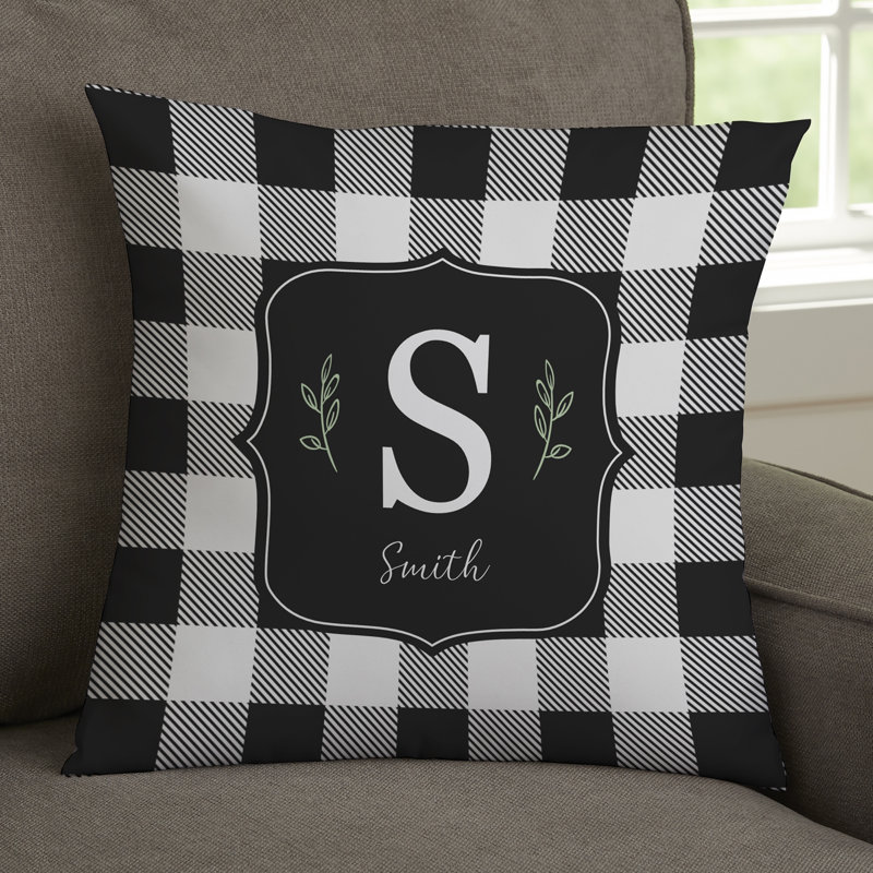 Coussin décoratif noir et blanc à carreaux Buffalo 14 ", Oui