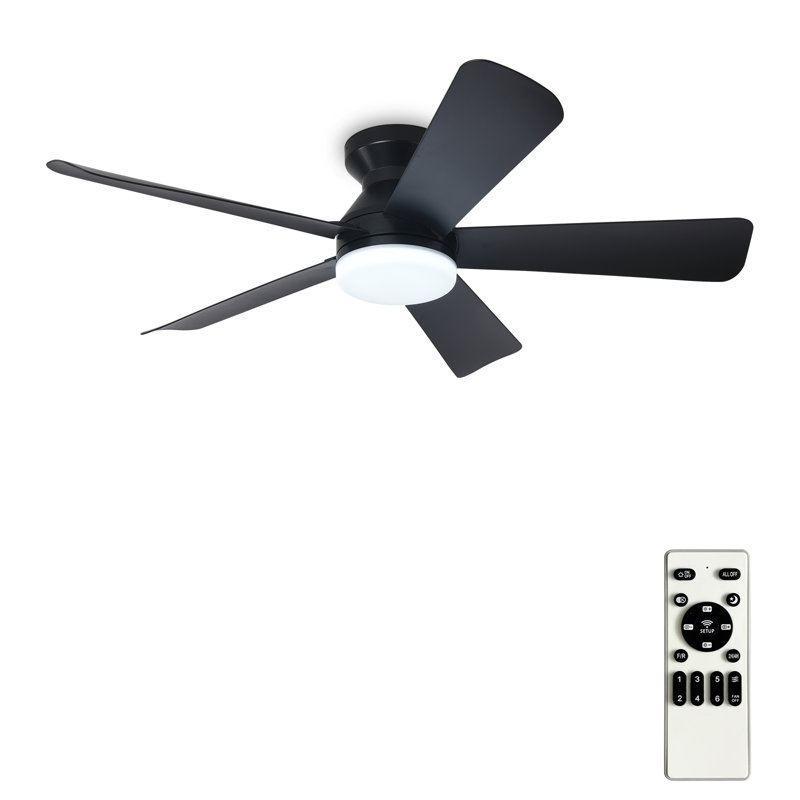 42" Black Modern Ceiling Fan with Light and Remote  for Bedroom, Black, Black, 42" Wide