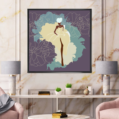 Femme afro-américaine en robe de mariée magnifique - impression sur toile