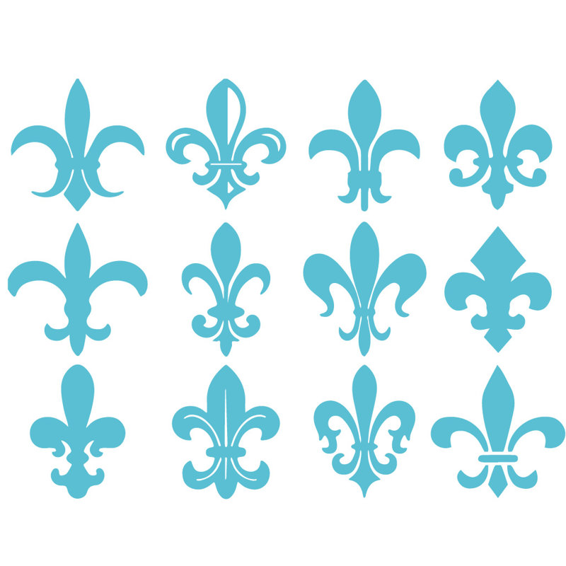 Décalcomanie murale motif fleur du lis, H 40 po x l 53 po x P 0,01 po, Bleu geyser