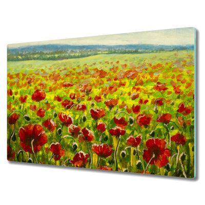 Myakka Tempered Glass Poppies Meadow Chopping Board