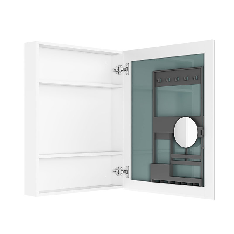 Pharmacie de salle de bain 24 po x 30 po avec miroir biseauté - intérieur spacieux, bois d'ingénierie, charnières, ouverture à droite, bords d'armoire blancs l 24 po x H 30 po, rangement généreux pour la porte, silencieux puissant