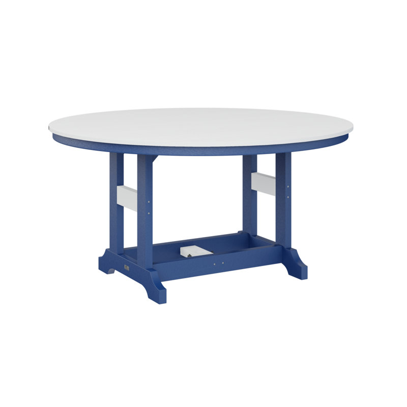 Table de salle à manger ronde Berlin, Blanc, Bleu pacifique