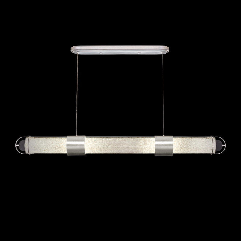 Luminaire suspendu linéaire à 4 lumières pour îlot de cuisine Bond Bond, Blanc, Argent