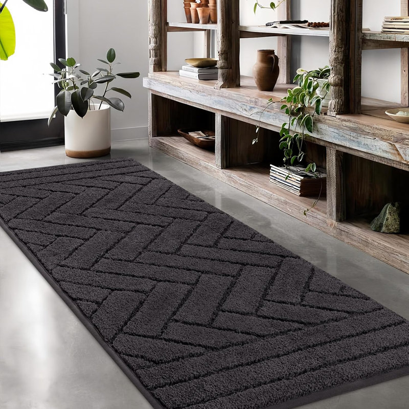 Gray Durable Rubber Backing Runner Carpet Soft Long Door Mat, Runner 50 x 120 cm