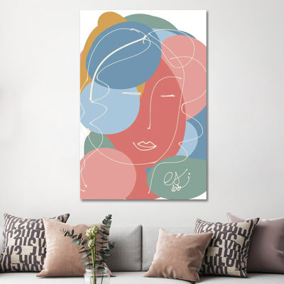 Pastel Abstract Portrait Of A Woman by Emmanuel Signorino - Wrapped Canvas Print