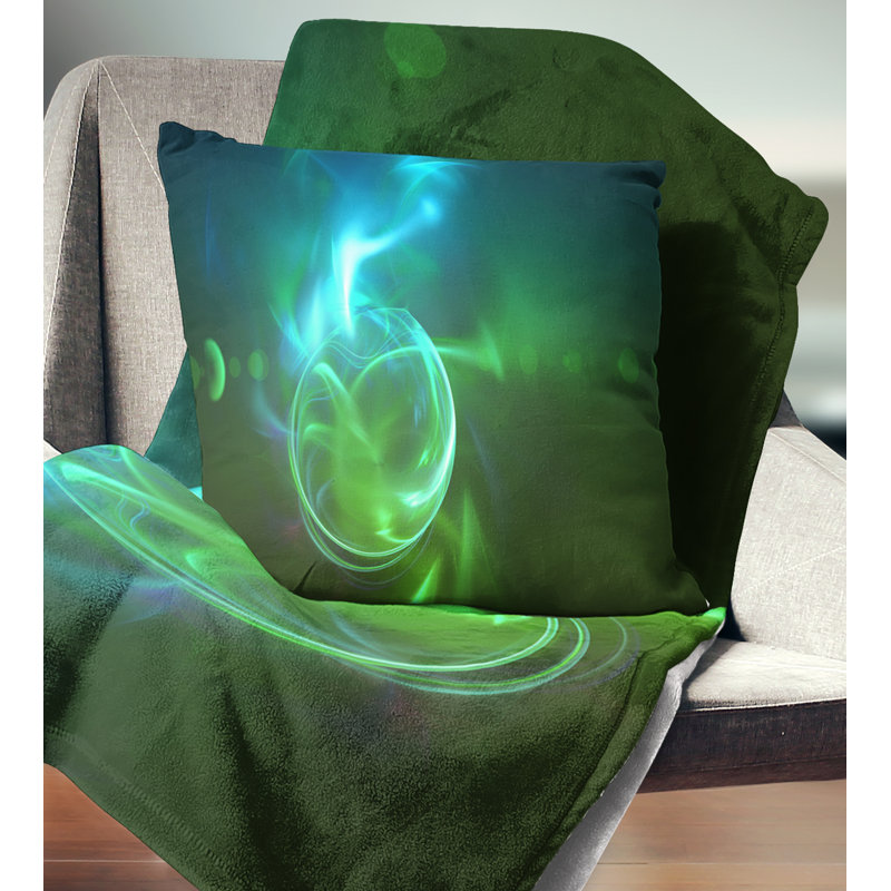 Cercles verts brillants - coussin abstrait imprimé, 16 po x 1 po, Coussin décoratif