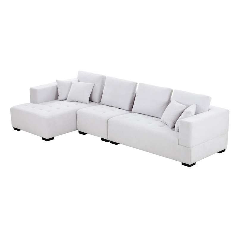 Canapé et méridienne Ambrosio, Accoudoir à gauche (vu de face), White Polyester