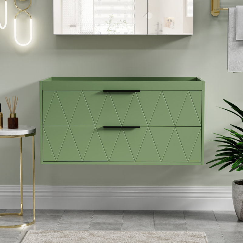 36" Modern Wall Mounted Bathroom Vanity Base Only without Sink Top, Soft-close Drawers, Eco-friendly Hand Paint, Green