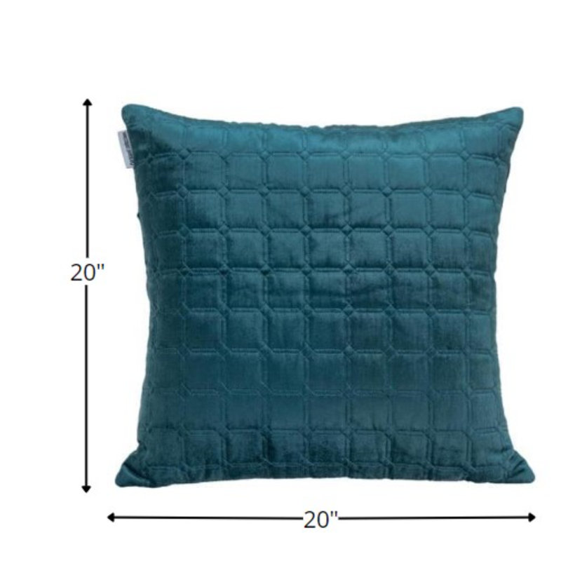Marrisa Transitional Quilted Teal Throw Pillow, Teal