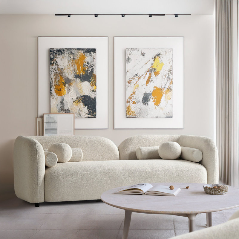 Canapé Donna, 29.9" H x 92.9" W x 35.4" D, Bouclé, Ivoire ivoire