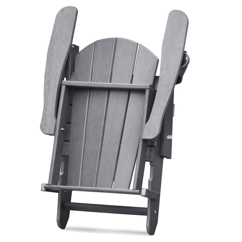 Folding Outdoor Adirondack Chair,HDPE All-Weather Folding Fire Pit Chair,  Ergonomic Design Patio Lawn Chair For Outside Deck Garden Backyardf Balcony,Grey