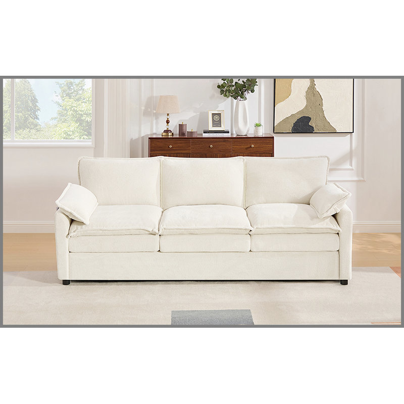 Canapé moelleux rembourré 88,2 po Modern, H 35,8 po x l 88,2 po x P 33,9 po, Beige