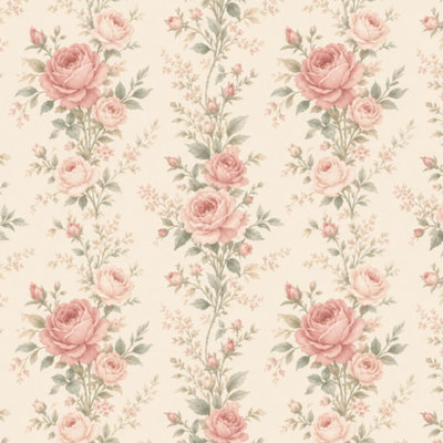 Adhésif mural auto-adhésif à motif floral rose rétro Peel and Stick