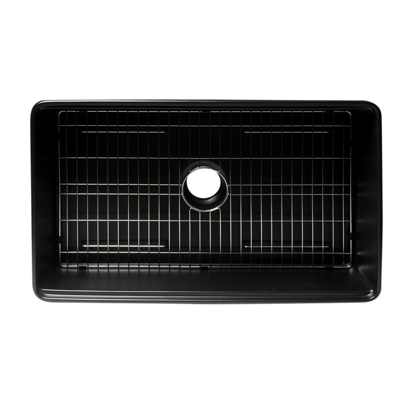 33'' L Single Bowl Fireclay Kitchen Sink, Black
