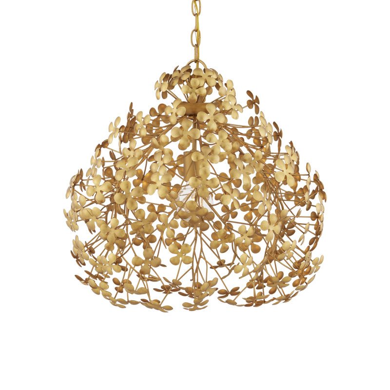 Cloverfield 1 - Light Contemporary Gold Leaf/Gold Unique/Statement Pendant