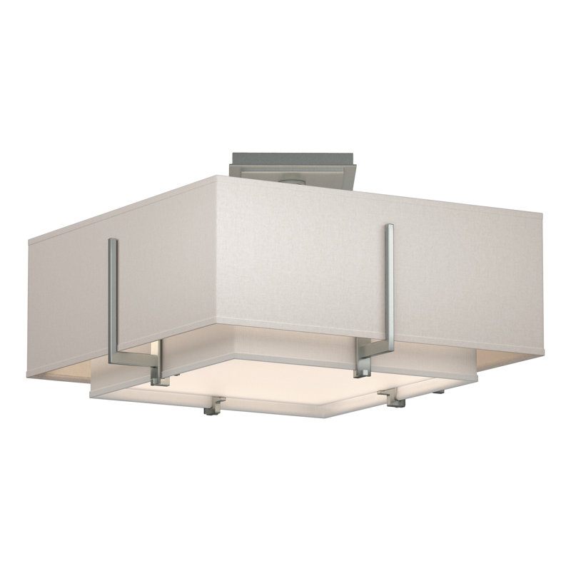Plafonnier semi-encastré 2 lumières Exos, Anna ton naturel, Platine rétro
