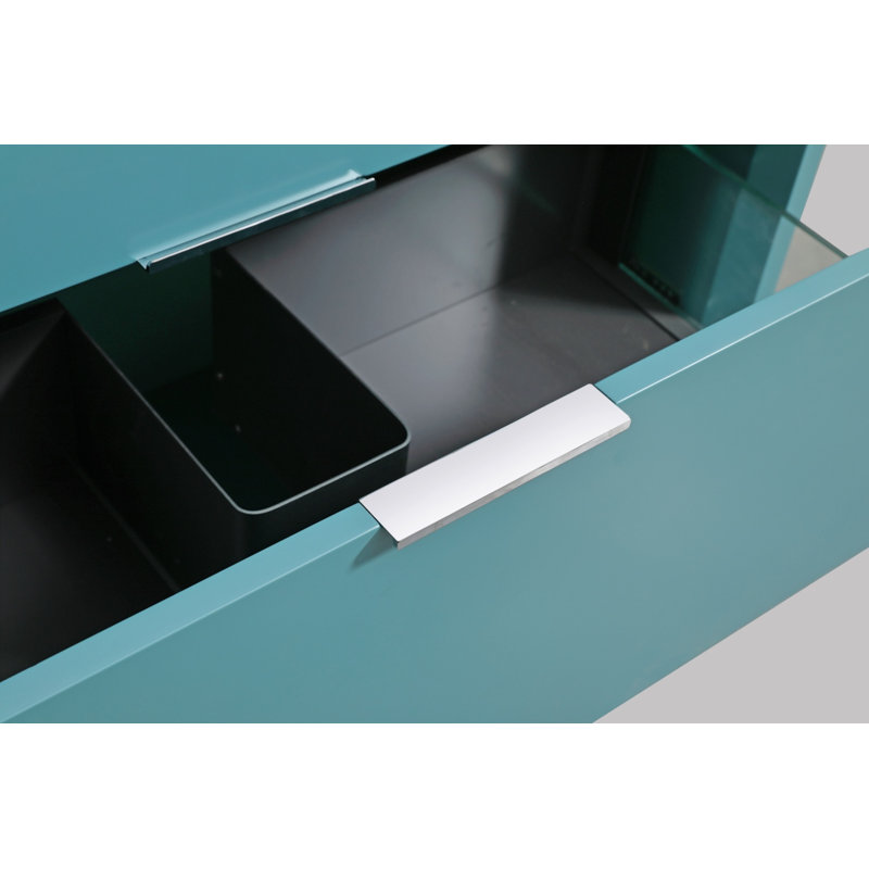 39.76'' Single Bathroom Vanity with Acrylic Top, Teal Green