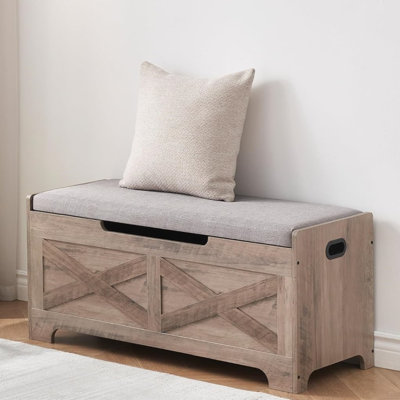 Gaomon Storage Chest – A Wooden Storage Bench Equipped With Seating And Two Safety Hinges, Designed As An Entryway Bench With Storage, And A Charming Farmhouse Trunk Suitable For Both The Bedroom And Living Room, In Grey.
