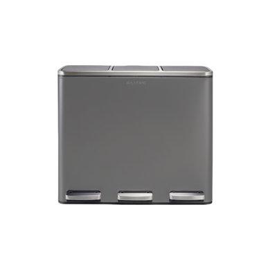 The Step N' Sort, 3X18l, 3-Compartment Trash And Recycling Bin With Slow Close Lid And Removable Inner Bins, Black