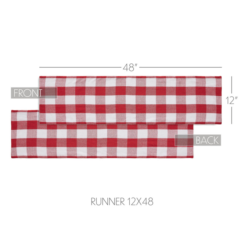 Annie Buffalo Check Rectangle Cotton Table Runner, 48" x 12"