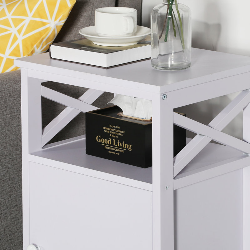 Blevens 16'' W Metal Nightstand, White, Set of 2
