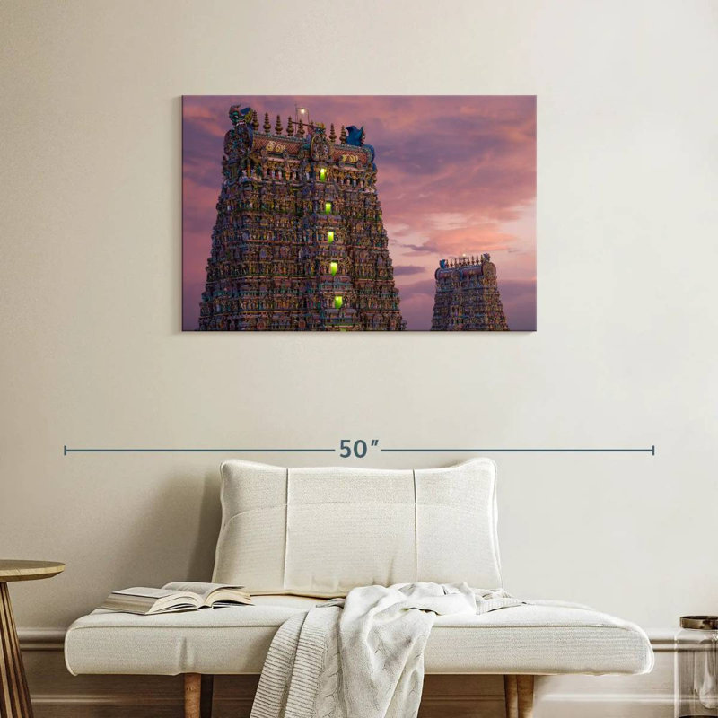 Temple Adella Meenakshi, crépuscule, H 24 po x l 36 po
