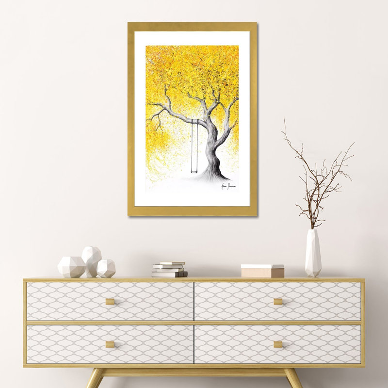 «A Soft Autumn» par Ashvin Harrison - reproduction, Blanc, H 24 po x l 16 po x P 1 po, Papier encadré doré