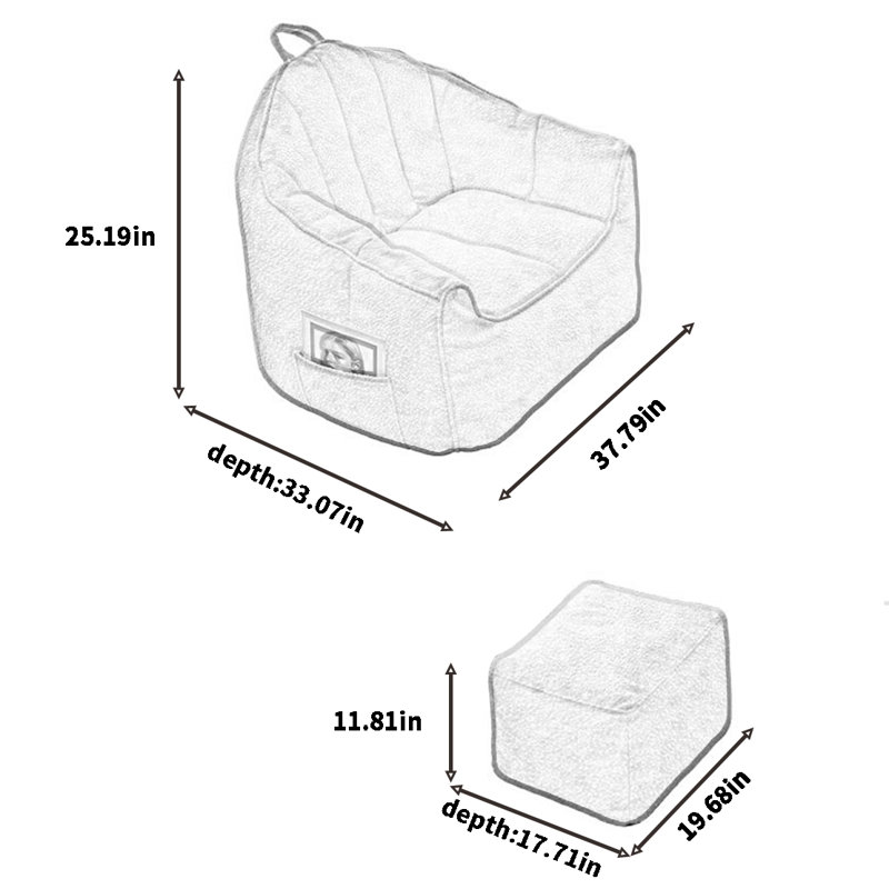 Canapé à billes paresseux et minimaliste, H 25,19 po x l 37,79 po x P 33,07 po, Polyester brun
