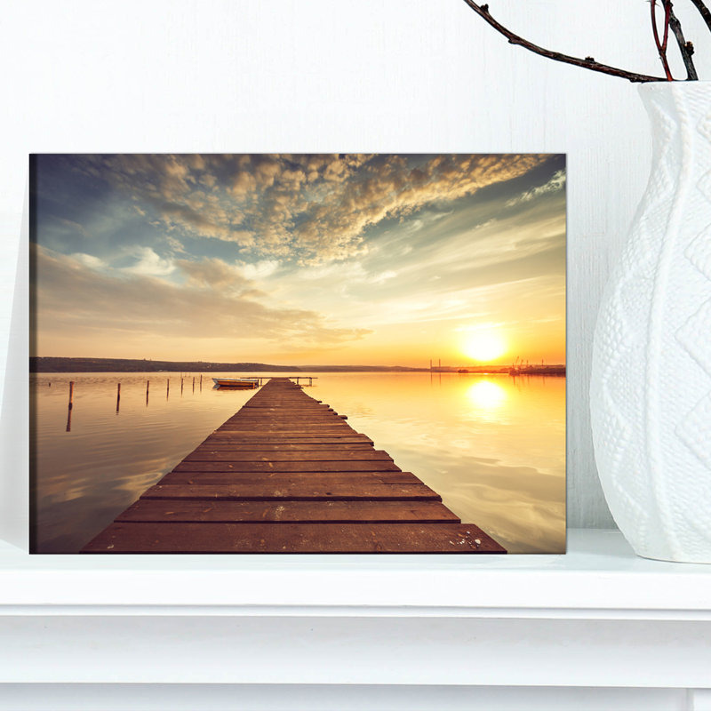 Beachcrest Home Sea Pier Under Beautiful Cloudscape - Wrapped Canvas ...