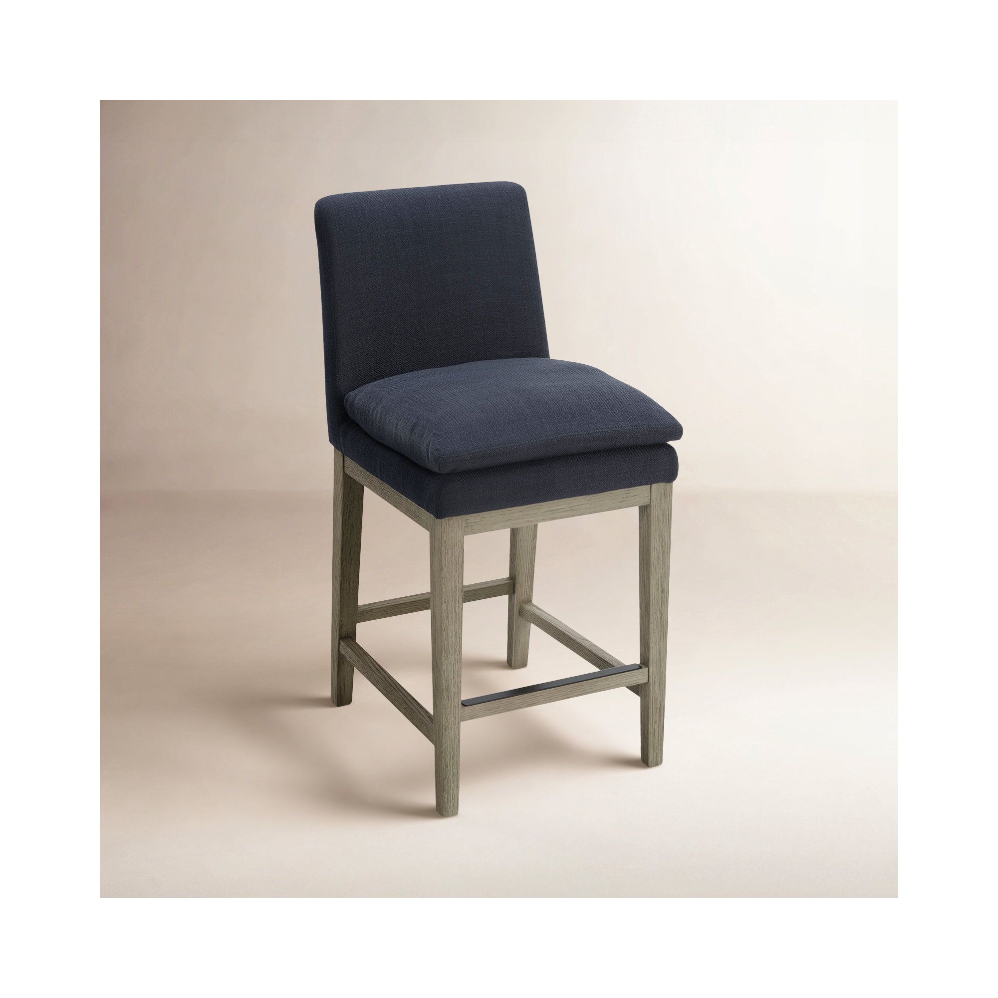 Bethea Upholstered Counter Stool, Effie Insignia Blue Performance Linen