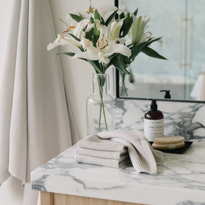 Waffle Bath Towels, Gray