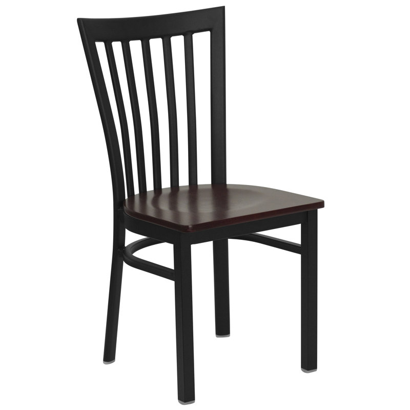 Oliverson School House Back Metal Restaurant Chair, Mahogany Wood