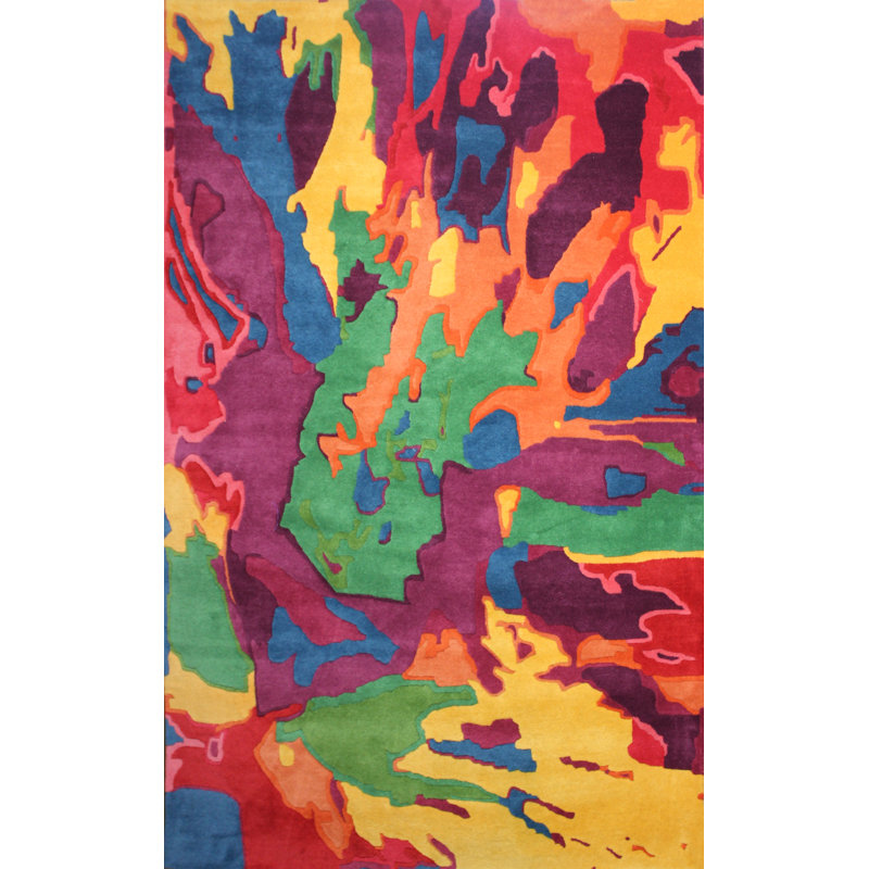 Macomber Wool Abstract Indoor Rug, Rectangle 5' x 8'