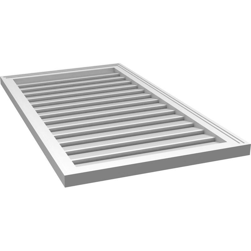 Évent à pignon fonctionnel en uréthane rectangulaire à fixation en surface, brun clair apprêté, H 42 po x l 24 po x P 1,5 po
