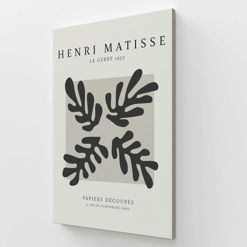 Affiche La Gerbe en noir Matisse, Toile tendue, H 60 po x l 40 po x P 1,25 po
