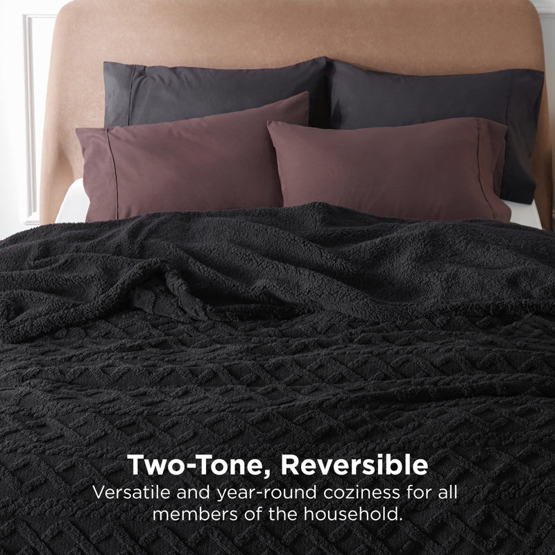 Couvre-lit en sherpa pour lit - douillette douce et douillette, couverture chaude en molleton épais pour l'hiver GentleSoft ™ ️