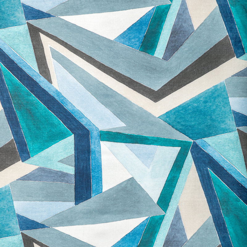 Rhapsody Roulade Print Linen Fabric, Navy/Teal