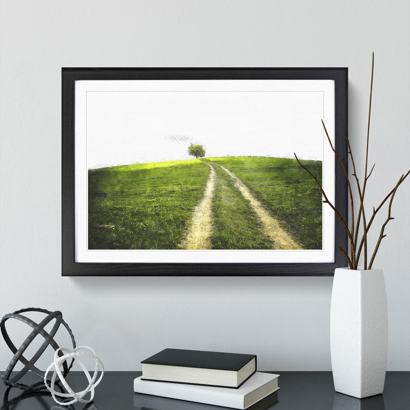 Path to a Lone Tree 1 Piece Single Picture Frame Wall Art on MDF, 24cm H x 33cm W x 2cm D, Black