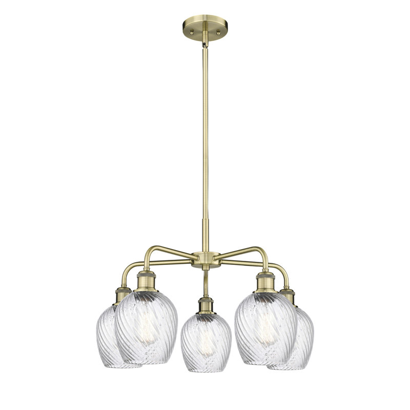 Lustre sphérique à 5 lumières Jesiah, Laiton antique