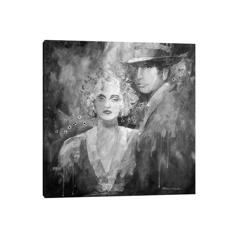 Married To The Mob In Black And White 1 Piece Wrapped Canvas Wall Art, 66.04 cm H x 66.04 cm W x 3.175 cm D