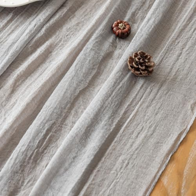 Chemin de table en mousseline grise de 3 mètres (120 pouces) - Décorations automnales pour la maison